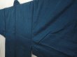 Photo2: 6525T05z950 Vintage Japanese Kimono Silk Men's  Plain Dark cyan blue (2)