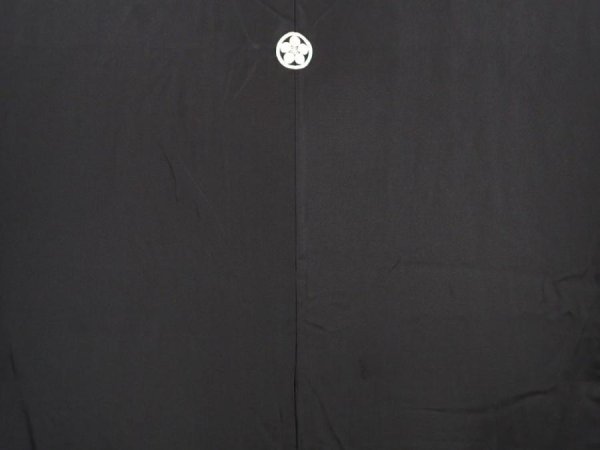 Photo3: 6525T06z890 Vintage Japanese Kimono Silk Men's  Plain Black (3)