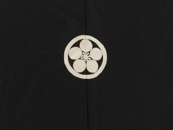 Photo5: 6525T06z890 Vintage Japanese Kimono Silk Men's  Plain Black (5)
