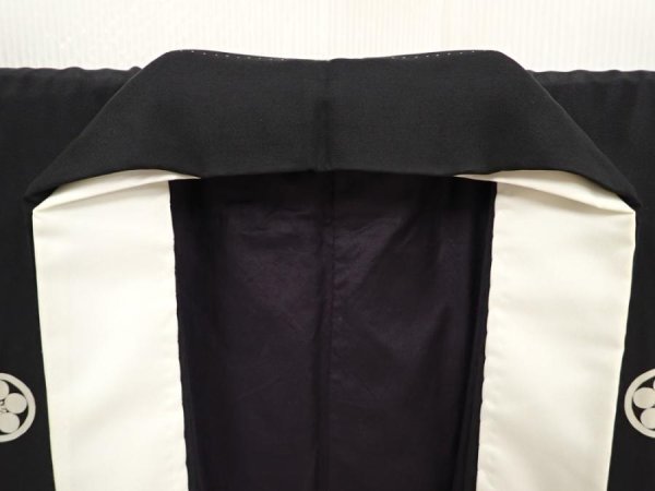 Photo6: 6525T06z890 Vintage Japanese Kimono Silk Men's  Plain Black (6)
