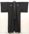 Photo7: 6525T06z890 Vintage Japanese Kimono Silk Men's  Plain Black (7)