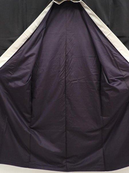 Photo8: 6525T06z890 Vintage Japanese Kimono Silk Men's  Plain Black (8)