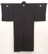 Photo1: 6525T07z600 Vintage Japanese Kimono Silk Men's  Plain Black (1)