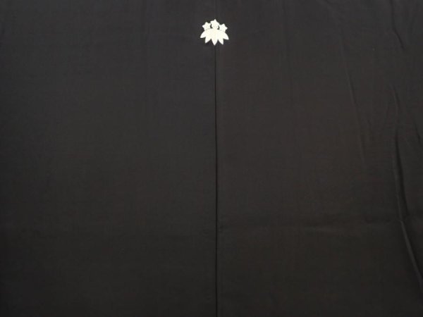 Photo3: 6525T07z600 Vintage Japanese Kimono Silk Men's  Plain Black (3)
