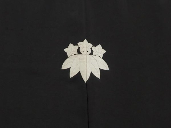 Photo5: 6525T07z600 Vintage Japanese Kimono Silk Men's  Plain Black (5)