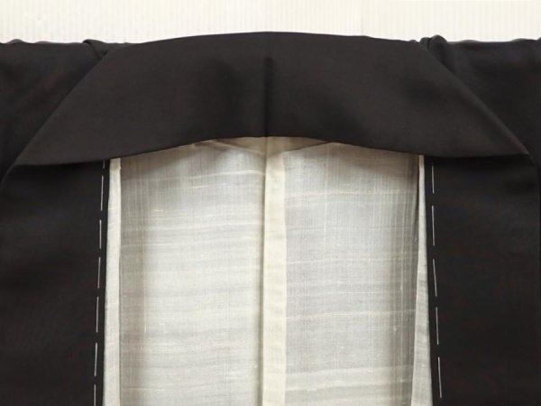 Photo6: 6525T07z600 Vintage Japanese Kimono Silk Men's  Plain Black (6)