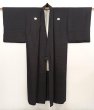 Photo7: 6525T07z600 Vintage Japanese Kimono Silk Men's  Plain Black (7)