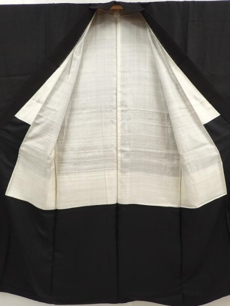 Photo8: 6525T07z600 Vintage Japanese Kimono Silk Men's  Plain Black (8)