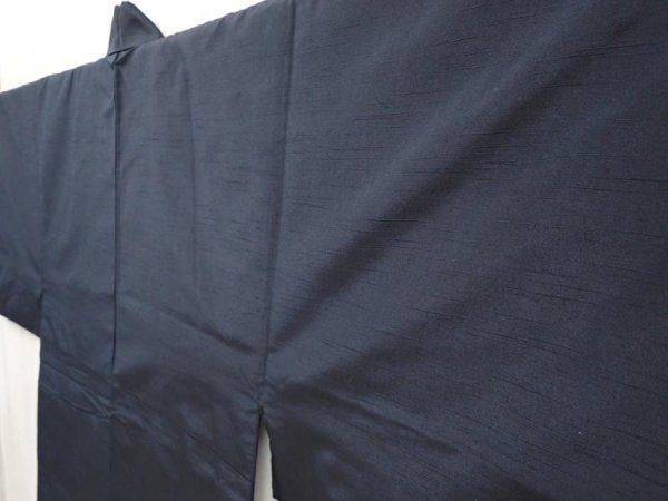 Photo2: 6525T08z810 Vintage Japanese Kimono Silk Men's  Plain Dark gray-Black (2)