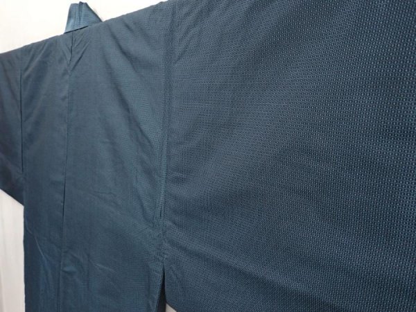 Photo2: 6525T09z840 Vintage Japanese Kimono Silk Men's   Blue-Gray (2)