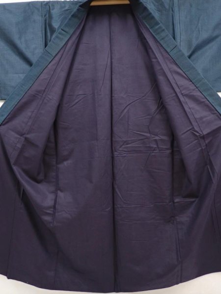 Photo7: 6525T09z840 Vintage Japanese Kimono Silk Men's   Blue-Gray (7)