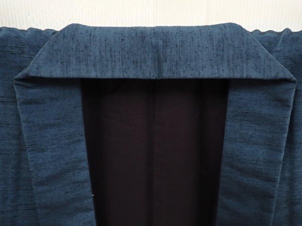 Photo5: 6525T10z890 Vintage Japanese Kimono Silk Men's  Plain Blue-Gray (5)
