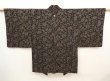 Photo1: 6526T10z740 Vintage Japanese Kimono Silk HAORI Flower Black (1)