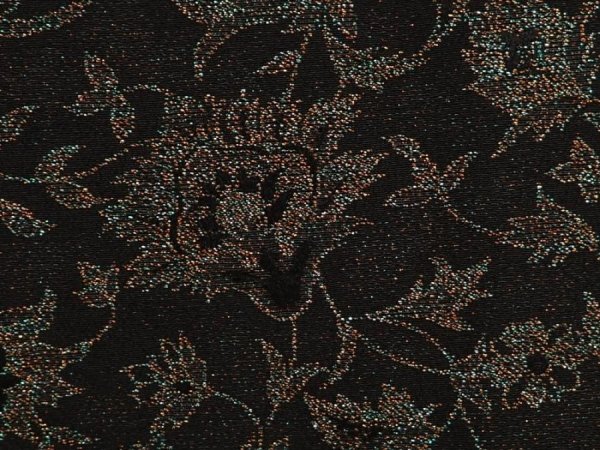 Photo4: 6526T10z740 Vintage Japanese Kimono Silk HAORI Flower Black (4)