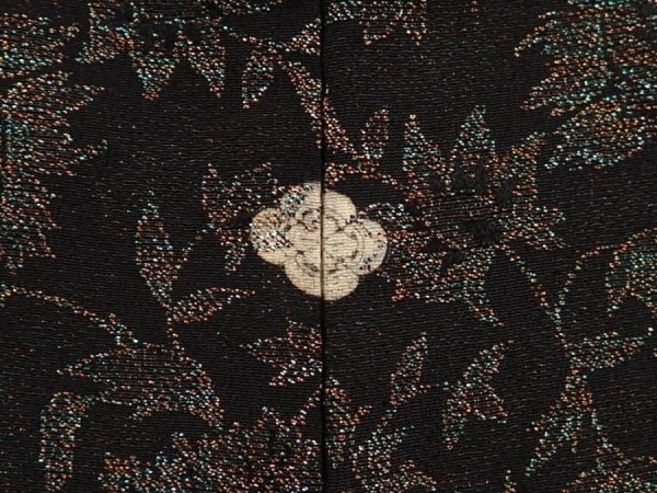 Photo5: 6526T10z740 Vintage Japanese Kimono Silk HAORI Flower Black (5)