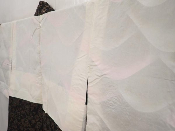Photo8: 6526T10z740 Vintage Japanese Kimono Silk HAORI Flower Black (8)