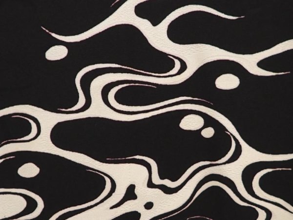 Photo4: 6526T11z600 Vintage Japanese Kimono Silk HAORI Ripple Black (4)