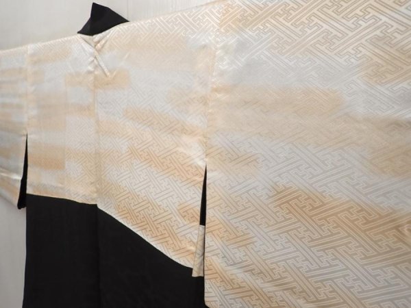 Photo7: 6526T11z600 Vintage Japanese Kimono Silk HAORI Ripple Black (7)