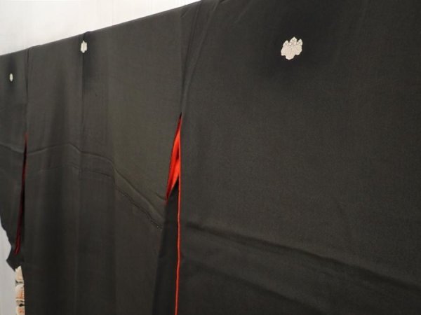 Photo2: 6526T12z720 Antique Japanese Kimono Silk TOMESODE Peony Black (2)