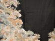 Photo8: 6526T12z720 Antique Japanese Kimono Silk TOMESODE Peony Black (8)