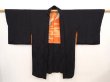 Photo1: 6526T01z480 Vintage Japanese Kimono Silk HAORI Chrysanthemum Black (1)