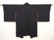 Photo4: 6526T01z480 Vintage Japanese Kimono Silk HAORI Chrysanthemum Black (4)