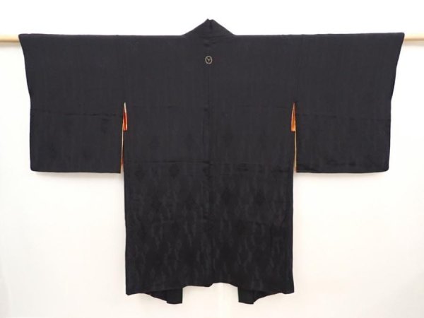 Photo4: 6526T01z480 Vintage Japanese Kimono Silk HAORI Chrysanthemum Black (4)