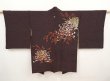 Photo1: 6526T02z590 Vintage Japanese Kimono Silk HAORI Chrysanthemum Black (1)