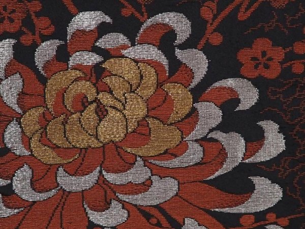 Photo4: 6526T02z590 Vintage Japanese Kimono Silk HAORI Chrysanthemum Black (4)