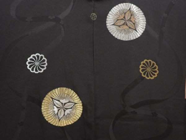Photo3: 6526T05z520 Vintage Japanese Kimono Silk HAORI Flower Black (3)