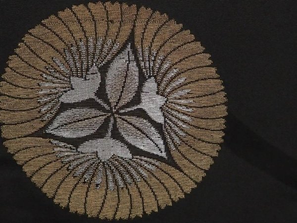 Photo4: 6526T05z520 Vintage Japanese Kimono Silk HAORI Flower Black (4)
