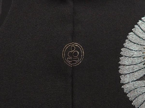 Photo5: 6526T05z520 Vintage Japanese Kimono Silk HAORI Flower Black (5)