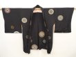 Photo6: 6526T05z520 Vintage Japanese Kimono Silk HAORI Flower Black (6)