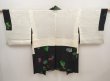 Photo6: 6526T06z590 Vintage Japanese Kimono Silk HAORI Flower Black (6)