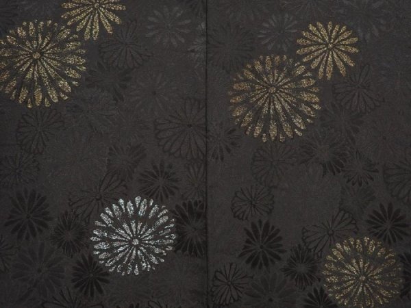 Photo3: 6526T07z770 Vintage Japanese Kimono Silk HAORI Chrysanthemum Black (3)