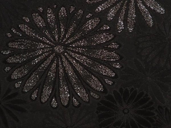 Photo4: 6526T07z770 Vintage Japanese Kimono Silk HAORI Chrysanthemum Black (4)
