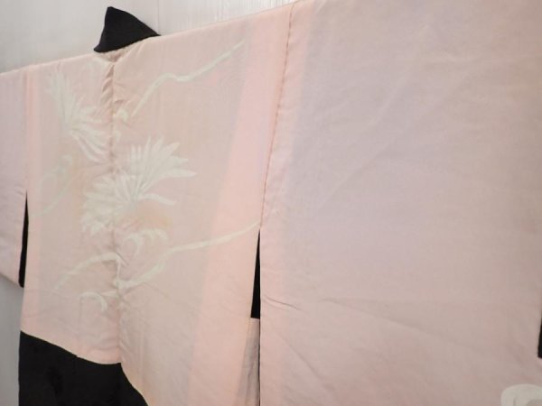 Photo8: 6526T07z770 Vintage Japanese Kimono Silk HAORI Chrysanthemum Black (8)