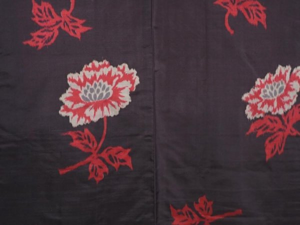 Photo3: 6526T08z350 Vintage Japanese Kimono Silk MEISEN HAORI Flower Black (3)
