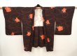 Photo5: 6526T09z650 Vintage Japanese Kimono Silk HAORI Flower Dark brown (5)