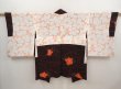 Photo6: 6526T09z650 Vintage Japanese Kimono Silk HAORI Flower Dark brown (6)