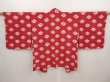 Photo1: 6603T01z460 Vintage Japanese Kimono Silk HAORI  Dull red (1)