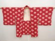 Photo5: 6603T01z460 Vintage Japanese Kimono Silk HAORI  Dull red (5)