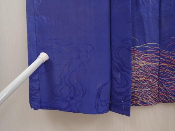Photo6: 6603T02z450 Vintage Japanese Kimono Silk HAORI Chrysanthemum Dark red (6)