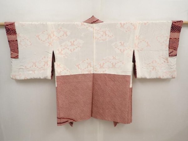 Photo6: 6603T04z630  Japanese Kimono Silk SHIBORI HAORI Wave Brown (6)