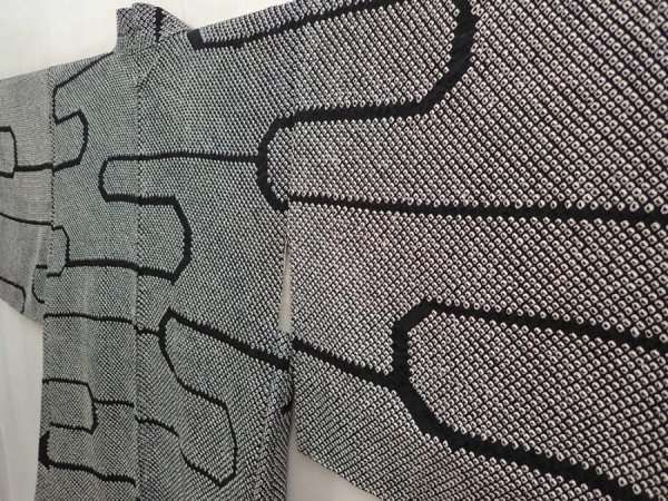 Photo2: 6603T05z550  Japanese Kimono Silk SHIBORI HAORI  Black (2)
