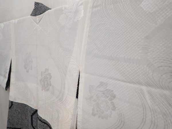 Photo7: 6603T05z550  Japanese Kimono Silk SHIBORI HAORI  Black (7)