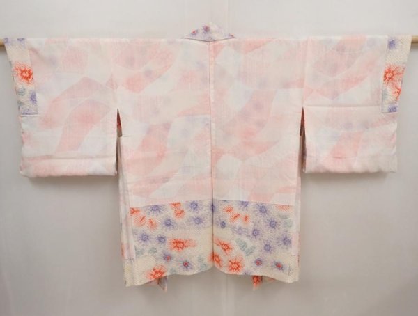 Photo8: 6603T07z470 Vintage Japanese Kimono Silk SHIBORI HAORI  Off-white (8)