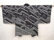 Photo1: 6603T08z600  Japanese Kimono Silk SHIBORI HAORI Wave Black (1)