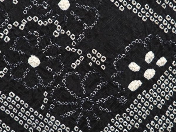 Photo4: 6603T08z600  Japanese Kimono Silk SHIBORI HAORI Wave Black (4)