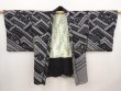 Photo5: 6603T08z600  Japanese Kimono Silk SHIBORI HAORI Wave Black (5)